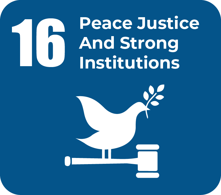 SDG 16 Peace Justice and Strong Institutions icon representing safety and strong systems